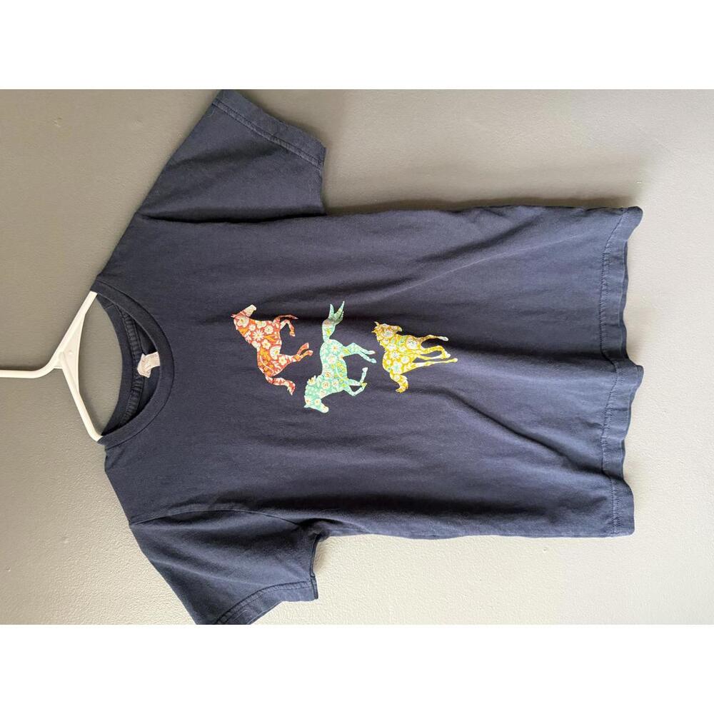 Girl’s Navy Blue Graphic T-Shirt with Horses from Live and Tell